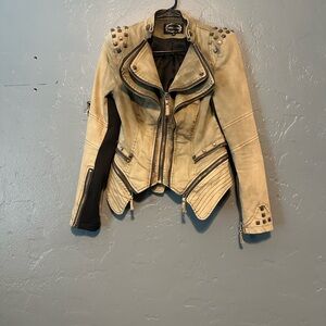 Studded Tan Leather Jacket